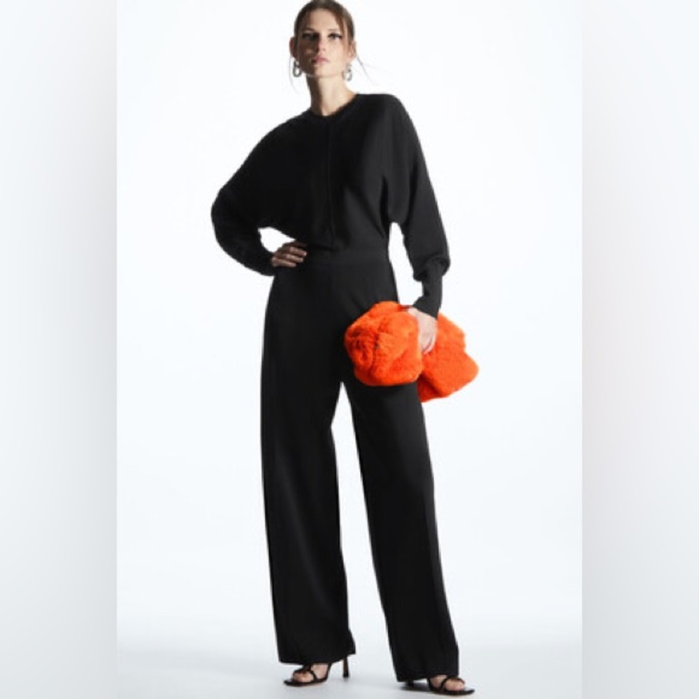 COS BLACK JUMPSUIT LONG SLEEVE WIDE LEG NEW
